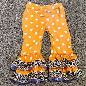 Orange Polka Dot Ruffle Pants